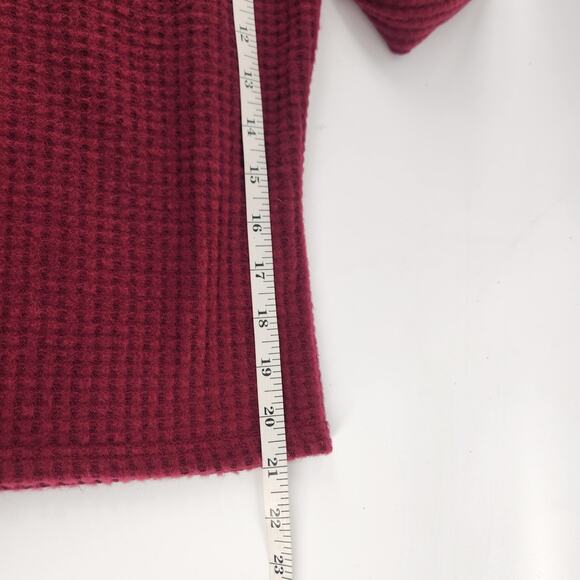 Lulus Cuddly Couture Waffle Knit Mock Neck Top Sweater Size Small Burgundy Luxe - Picture 9 of 9